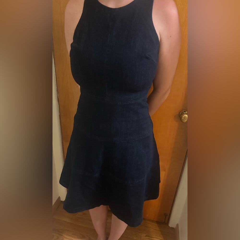 Banana Republic Sleeveless Denim-Look Fit & Flare Dress